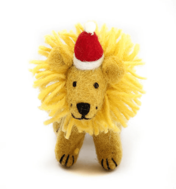 Safari Lion in Christmas Hat - poppetje