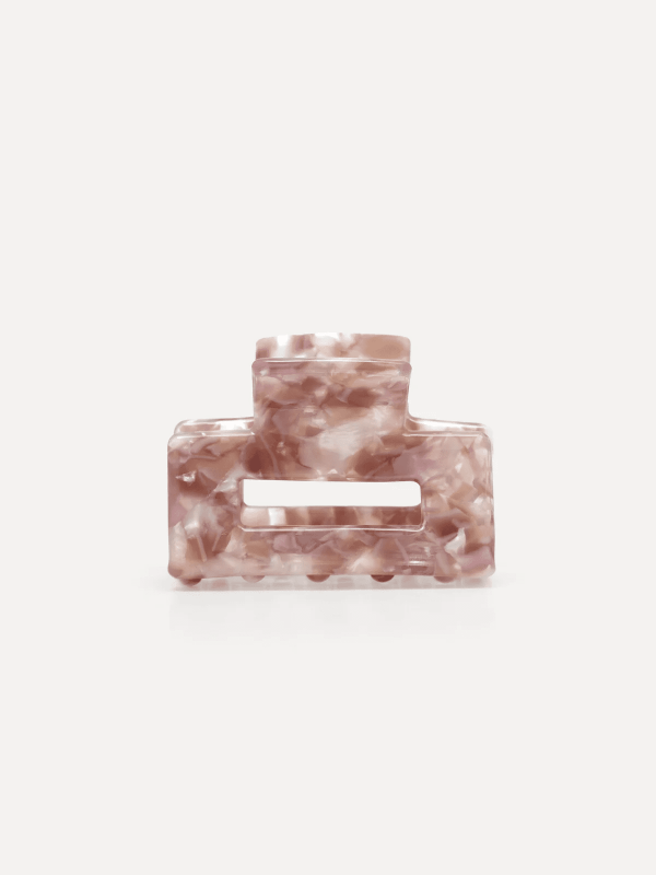 HS2 - Resin Hair Clip Rectangle Pink White S