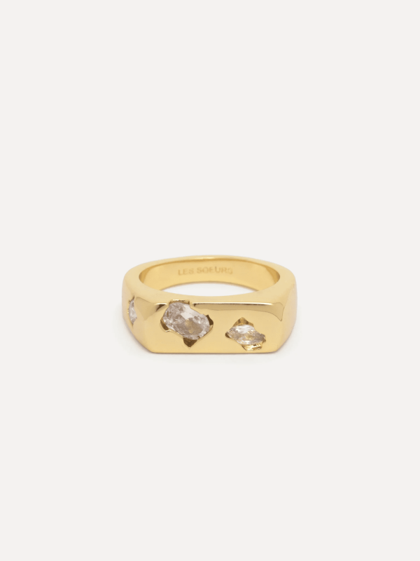 R6 - Claire Rectangle Zirkonia Ring Gold