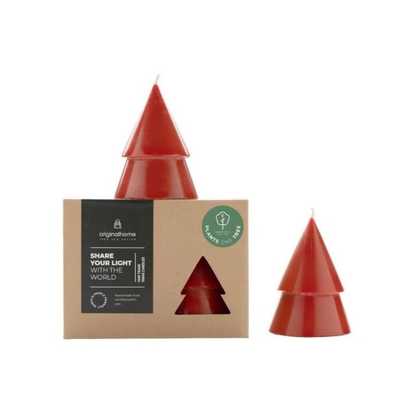 Xmas Tree Kaars Rood - M Set Van 2